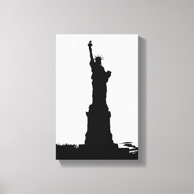 Lienzo Estatua de la Libertad Silhouette envuelto tela (Anverso)