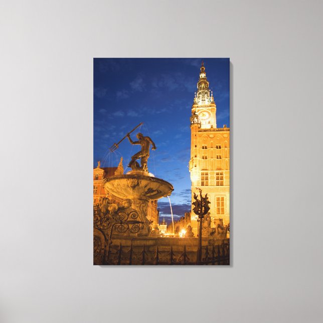 Lienzo Estatua de Neptuno en fuente (Anverso)