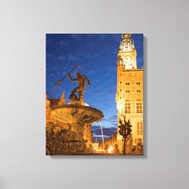 Lienzo Estatua de Neptuno en fuente (Anverso)