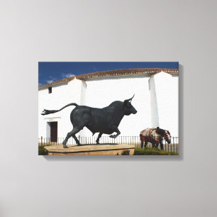 Lienzo Estatua de toro y caballo español