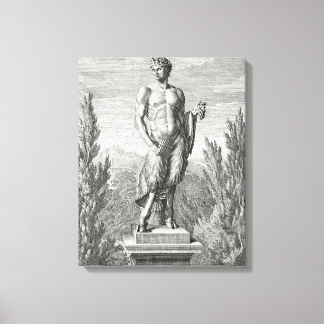 Lienzo Estatua de un Satyr sosteniendo un montón de uvas, (Anverso)