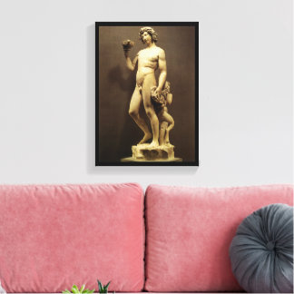 Lienzo Estatua vintage del Renacimiento Baco de Miguel Án