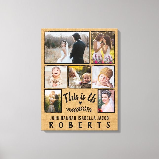 Lienzo Este es el Collage de fotos familiar Uu Burlap Far (Anverso)