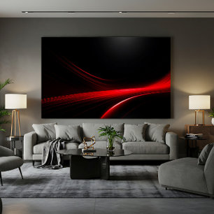 Lienzo Estelas de Luz Roja Futurista Estética Tech Oscura