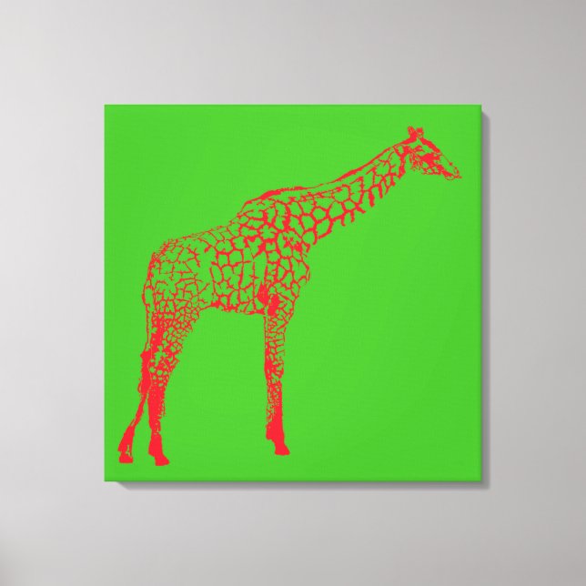 Lienzo Esténcil de Giraffe Rojo (Anverso)