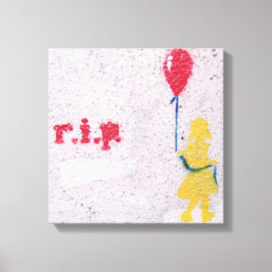 Lienzo esténcil de r.i.p. : chica con el globo rojo