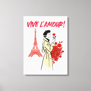 Lienzo Estética de chica de París – Diseño romántico de l