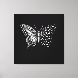 Lienzo Estética en negro y blanco, mariposa agradable