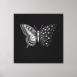 Lienzo Estética en negro y blanco, mariposa agradable