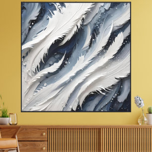 Lienzo Estético Blanco Feathery Y Azul