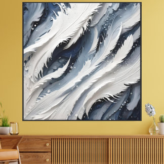 Lienzo Estético Blanco Feathery Y Azul