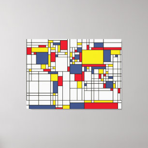 Lienzo Estilo abstracto de Mondrian del mapa del mundo