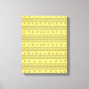 Lienzo Estilo amarillo azul marino Rayas y estampado flor
