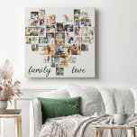 Lienzo Estilo Corazón de Amor Familiar 36 Canvas de Colla<br><div class="desc">Crea tu propio lienzo personalizado con 36 de tus fotos favoritas y tu(s) apellido(s). La plantilla de fotos está configurada para crear un collage de fotos en forma de corazón de amor, mostrando tus fotos en una mezcla de formatos de retrato, paisaje e imágenes cuadradas. El diseño tiene un fondo...</div>