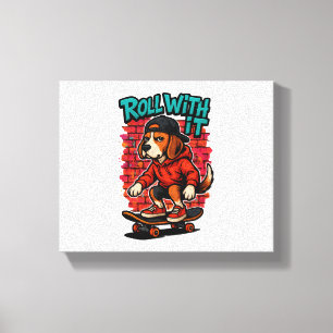 Lienzo Estilo de la calle Beagle Skateboarding Graffiti A