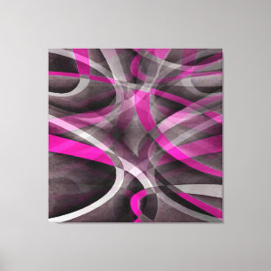 Lienzo Estilo de los ochenta Curvas Patrón Rosa y Gris Fu
