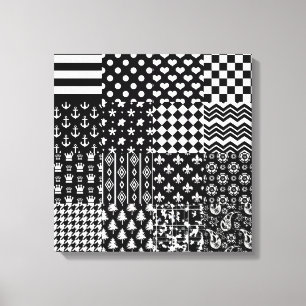 Lienzo Estilo de patrón mixto blanco negro minimalista