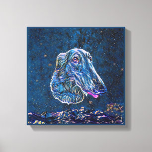 Lienzo Estilo de pintura nocturna estelar azul de Borzoi
