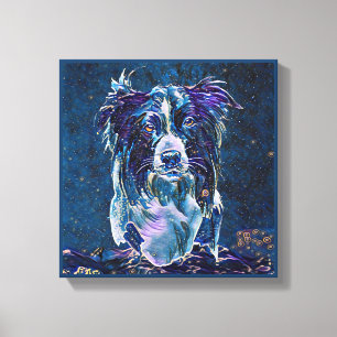 Lienzo Estilo de pintura nocturna estelar azul de color d