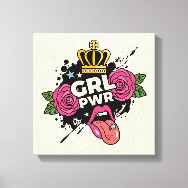 Lienzo Estilo de tatuaje de potencia del chica (Anverso)