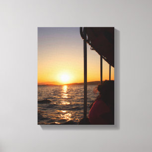 Lienzo Estilo de vida del egeo en barco al atardecer en v