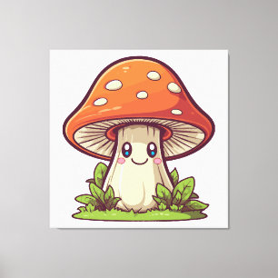 Lienzo Estilo kawaii lindo, recolección de setas