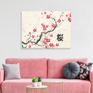 Lienzo Estilo oriental Sakura Cherry Blossom Art