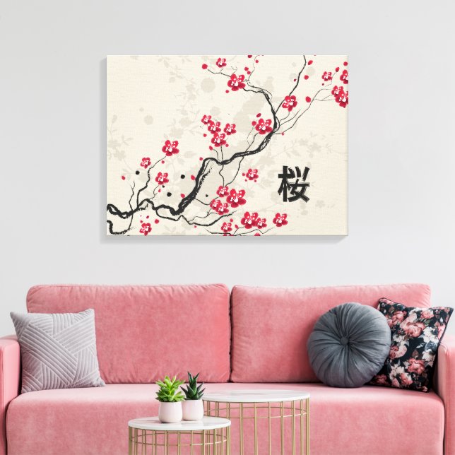 Lienzo Estilo oriental Sakura Cherry Blossom Art (Insitu (Sala de estar))