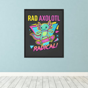 Lienzo Estilo vintage de los 90 Axolotl Skateboard Rad ne