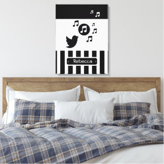 Lienzo Estiloso Songbird Black White Personalizadas Strip
