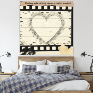 Lienzo estirado con collage de corazón de película