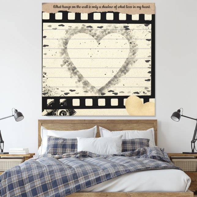 Lienzo estirado con collage de corazón de película (Insitu(Dormitorio))