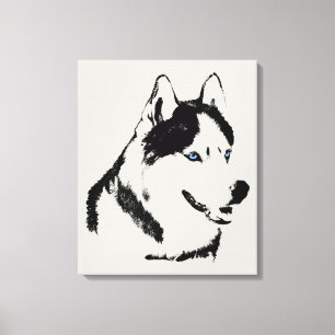 Lienzo estirado con estampa de Husky Siberiano