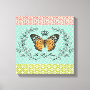 Lienzo estirado de mariposa vintage moderno
