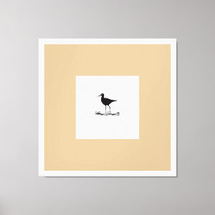 Lienzo estirado impreso beige y blanco de pájaro n