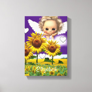 Lienzo estirado Imprimir Ángel girasol Púrpura