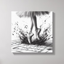 Lienzo estirado para ballet en blanco y negro