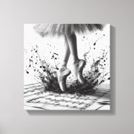 Lienzo estirado para ballet en blanco y negro