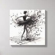 Lienzo estirado para ballet en blanco y negro