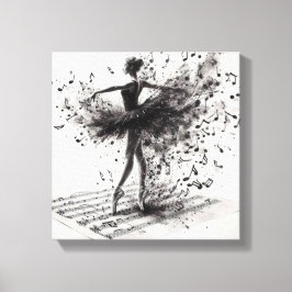Lienzo estirado para ballet en blanco y negro