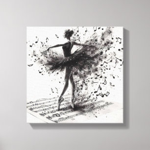 Lienzo estirado para ballet en blanco y negro