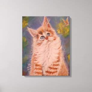 Lienzo estirado para gatos y mariposas Imprimir