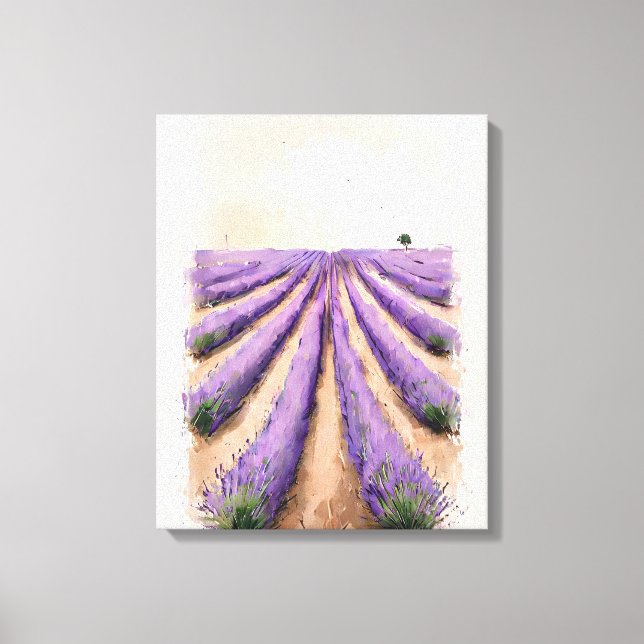 Lienzo estirado - Pintura de campo de lavanda (Anverso)