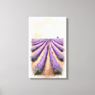 Lienzo estirado - Pintura de campo de lavanda