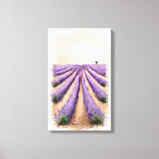 Lienzo estirado - Pintura de campo de lavanda