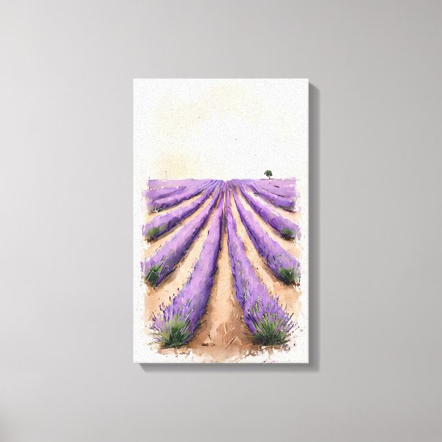 Lienzo estirado - Pintura de campo de lavanda (Anverso)