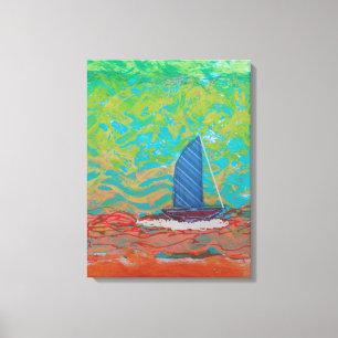 Lienzo estirado - Vela a rayas azules