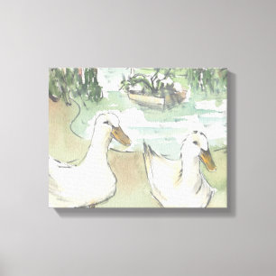 Lienzo estirado "Watercolor Sketch/Ducks Paris"