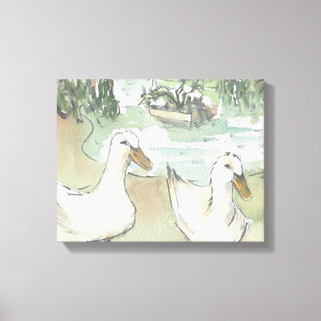Lienzo estirado "Watercolor Sketch/Ducks Paris" (Anverso)