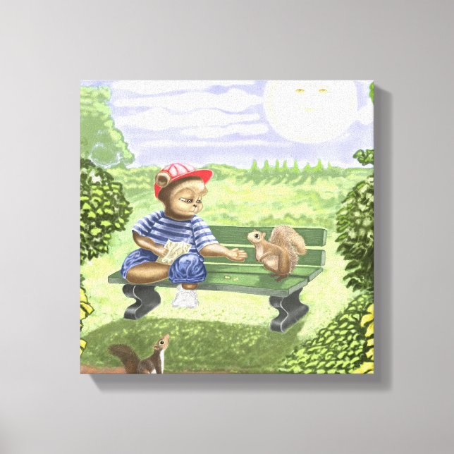 Lienzo Estiramiento de la ardilla de alimentación del Per (Anverso)